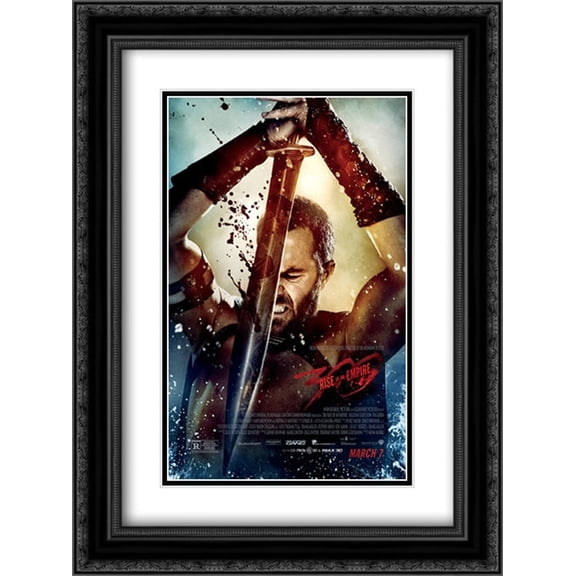 300: Rise of an Empire 18x24 Black Ornate Wood Framed Movie Poster with Double Matting