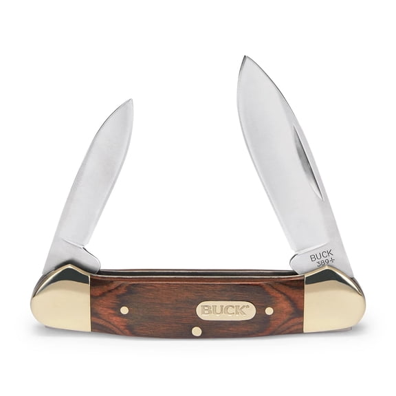 Buck Knives 389 Canoe Folding Pocket Knife, 2-Blade, Woodgrain Handle, 2.7 oz