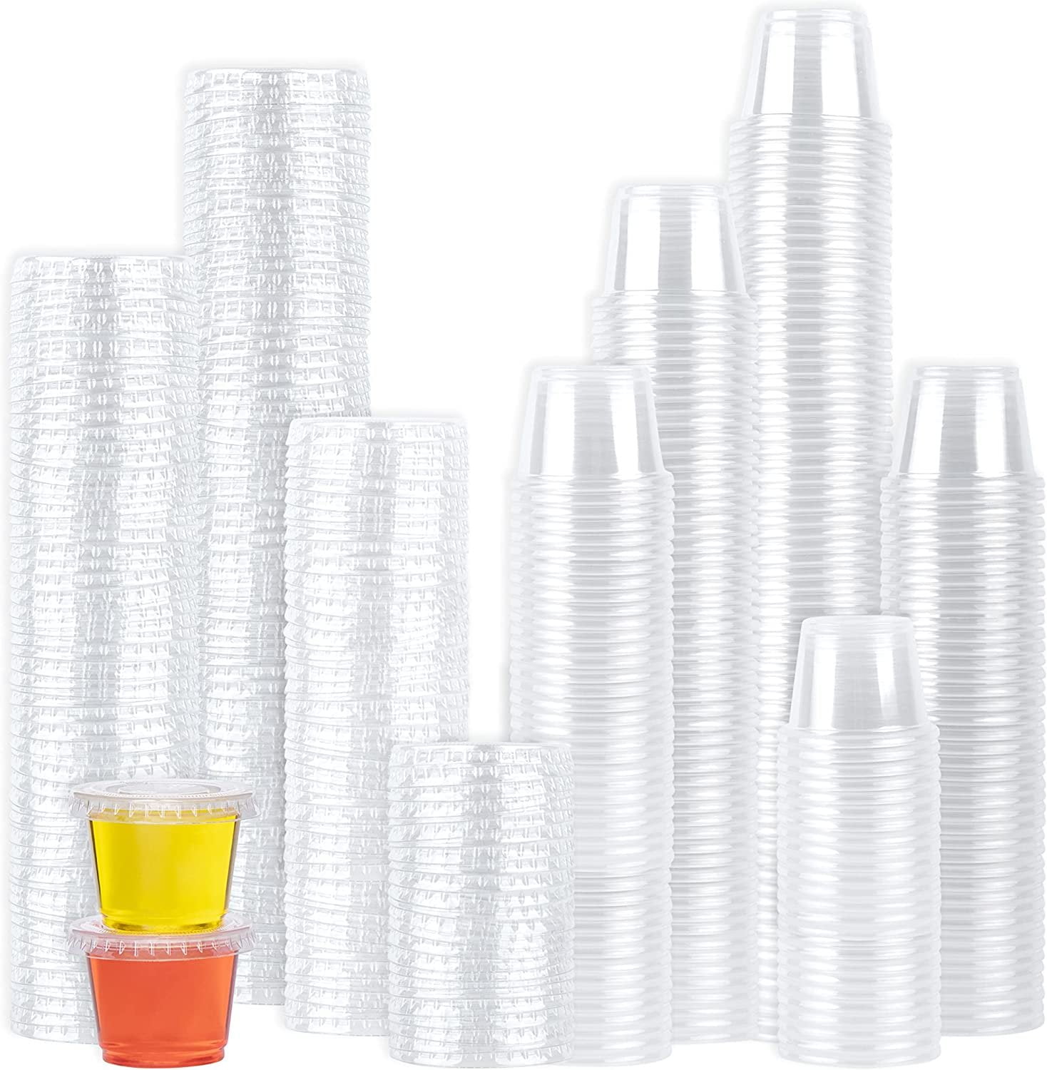 [300 Sets 1 oz.] Jello Shot Cups Condiment Containers with Lids Sauce