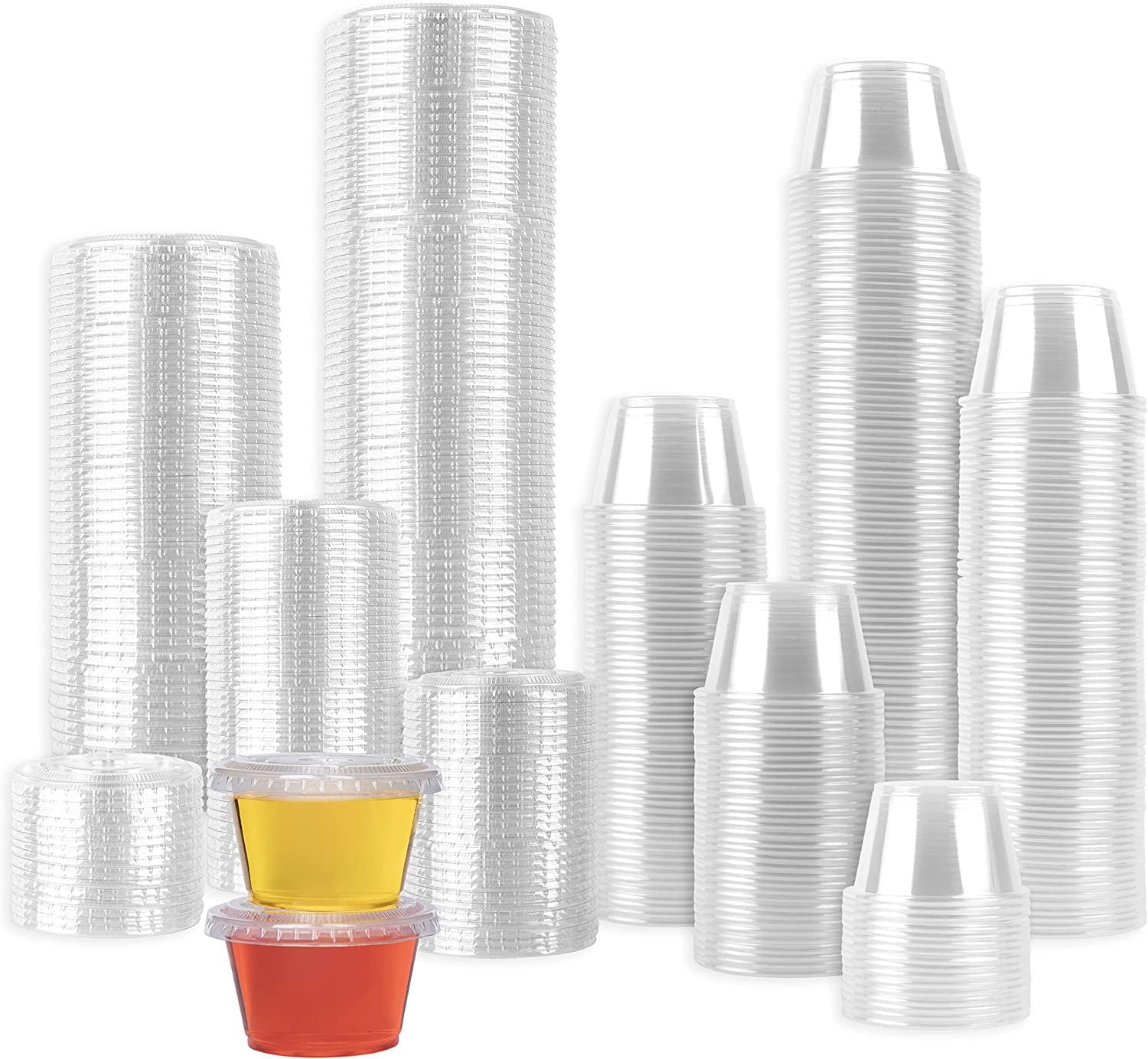 [300 Sets 4 oz.] Jello Shot Cups Condiment Containers with Lids Sauce