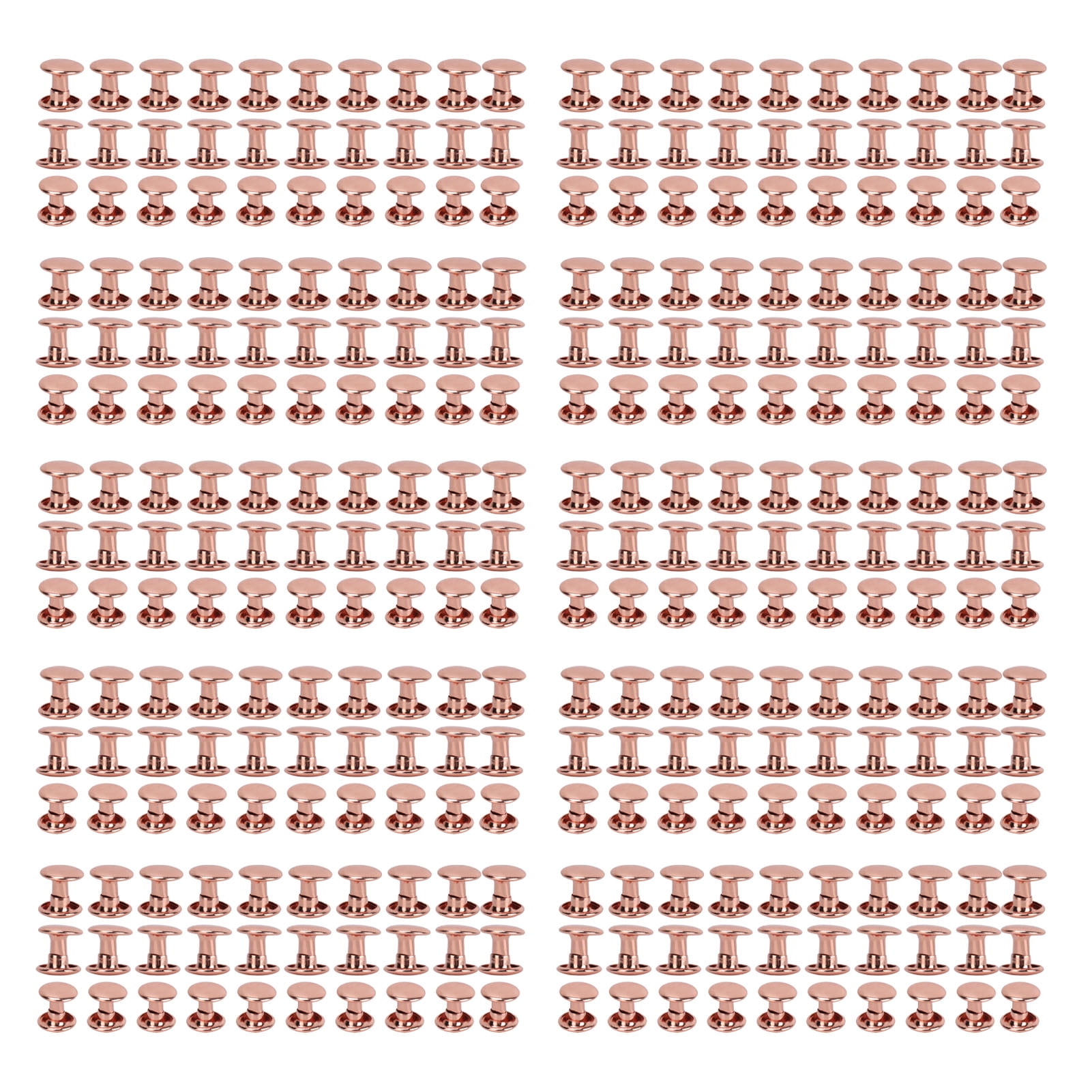 300 Sets Leather Rivets 6x8mm 7x8mm 8x8mm Rose Gold Strong Metal Double