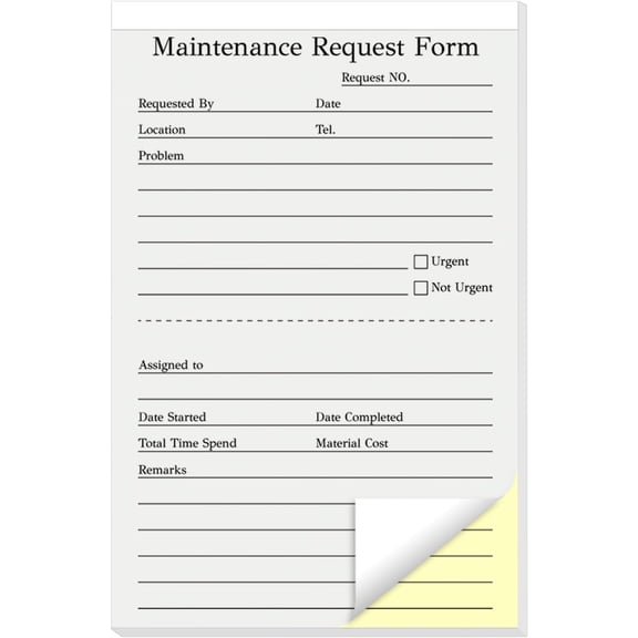 300 Sets Maintenance Request Book/Forms, 2 Part Carbonless, 6 Pack 5.5 x 8.5 Inch Maintenance Request Slips, Repair Request Forms (50 Sets Each Pad)