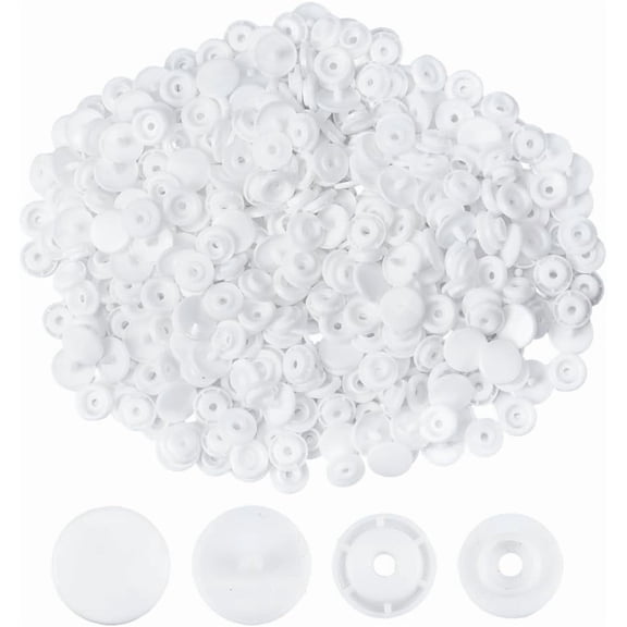 300 Sets Plastic Snaps 0.45 Inch T5 Glossy Round Resin Plastic Buttons White No-Sew Buttons for Cloth Crafts DIY DIYDIY