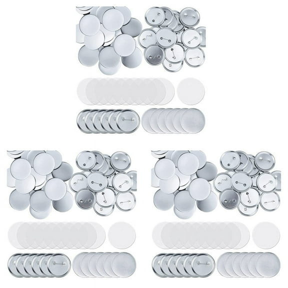 300 Sets Round Button Parts Blank Making Supplies 58mm Metal Button Badge Making Kits, Blank Pin Back Button Parts