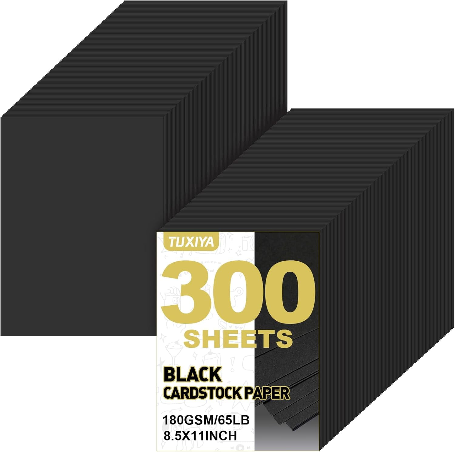 300 Sheets Black Cardstock ,8.5 x 11 Inch ,180 GSM/65LB Card Stock Printer for Art,Invitations,DIY Cards,Watercolor & Craft Projects