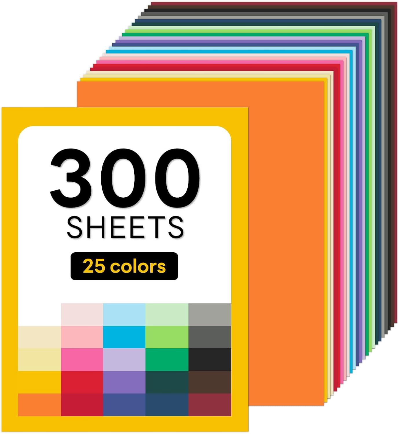 300 Sheets Colored Cardstock Thick Colored paper, General 25 Colors 80lb Construction Paper Assorted Color for Crafts & Printing