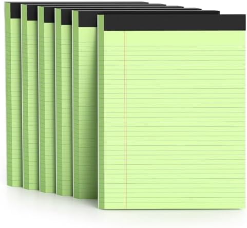 300 Sheets Green Legal Pads 8.5 x 11 College Ruled Paper 6-Pack Note ...
