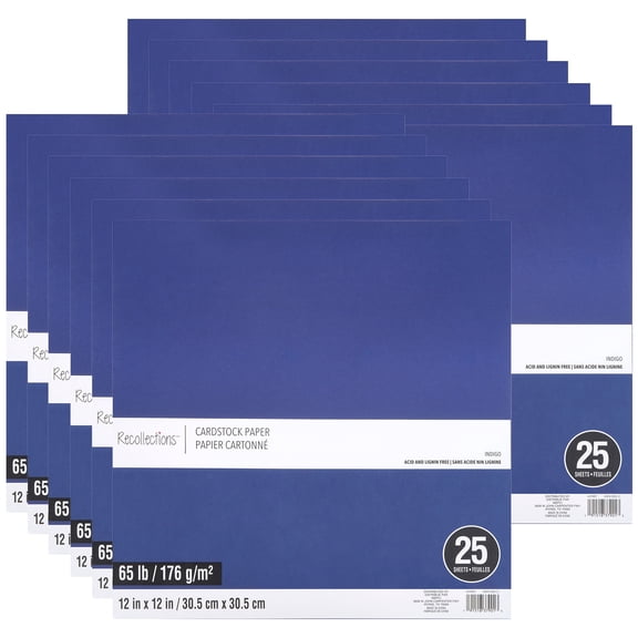 Recollections 300 Sheets Indigo 12" x 12" Cardstock Paper - Acid and Lignin Free Paper for Scrapbooks, Arts & Crafts - Bulk Pack