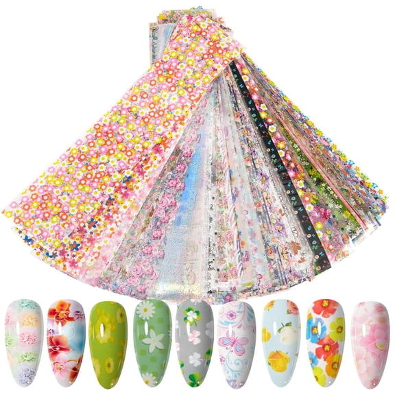 300 Sheets Nail Transfer Foil Art Kit, Flower Lace Rose Nail Foils Transfer Nail Art Stickers For Nails, Gel Nail Transfer Stickers Decals Wraps Nail Polish Foil Transfer Sheets Set