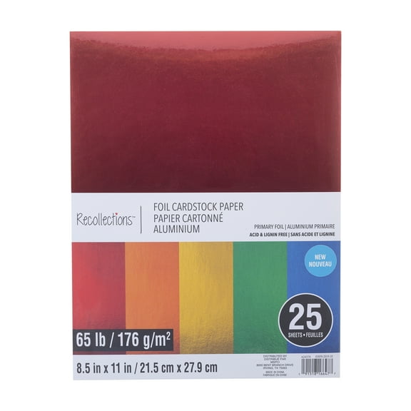 Recollections 300 Sheets Primary Foil 8.5" x 11" Cardstock Paper - Acid and Lignin Free Paper for Scrapbooks, Arts & Crafts - Bulk Pack