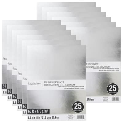 Recollections 300 Sheets Shiny Silver Foil 8.5" x 11" ‎Cardstock Paper - Acid and Lignin Free Paper for Scrapbooks, Arts & Crafts - Bulk Pack
