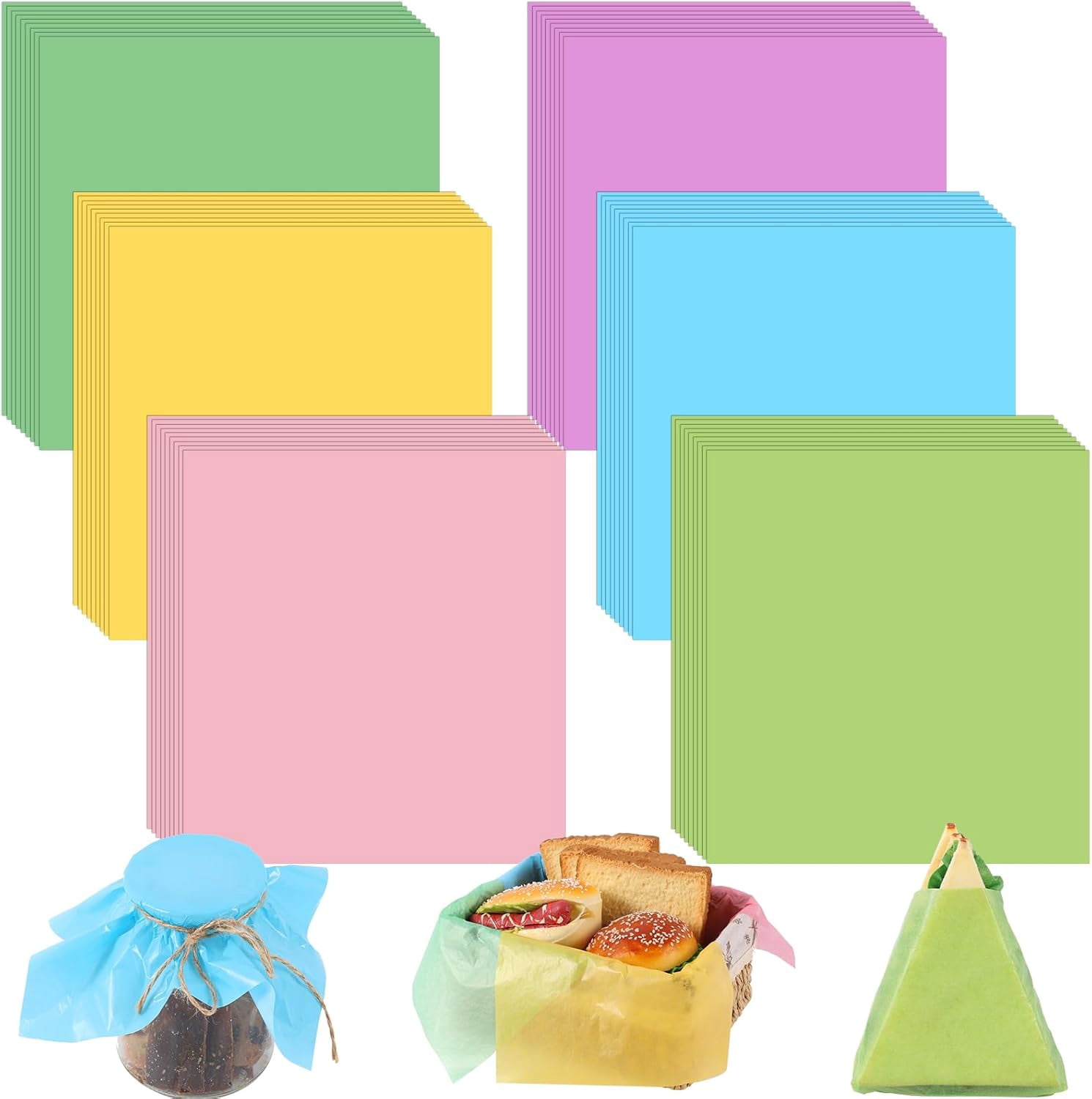 300 Sheets Spring Pastel Color Wax Paper for Food Deli, 9.5'' x 8.3 ...