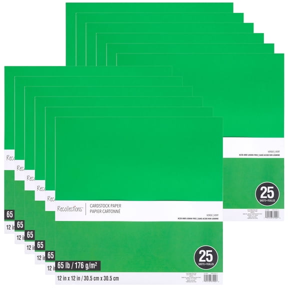 Recollections 300 Sheets Verde 12" x 12" Cardstock Paper - Acid and Lignin Free Paper for Scrapbooks, Arts & Crafts - Bulk Pack
