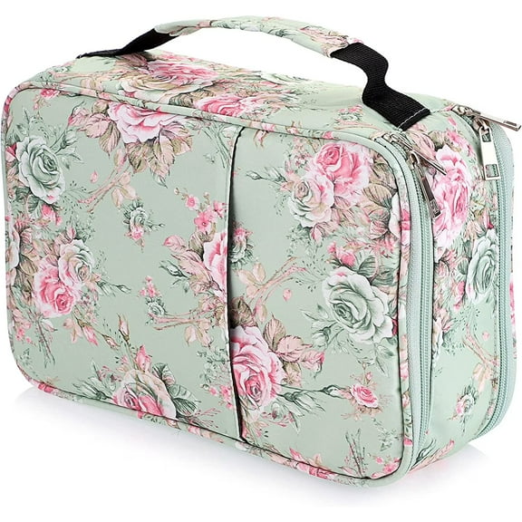 300 Slots Pencil Case Pen Wrap for Colored Pencils, Large Capacity Pencil Holder Stationery Pouch Organizer with Double Zipper, Rose(Green)