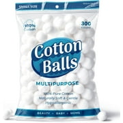 300 Small Cotton Balls for Make-Up, Nail Polish Removal, Pet Care, Applying Oil Lotion or Powder, Made from 100% Pure & Natural Cotton, Soft and Absorbent for Household Needs (300 Count)