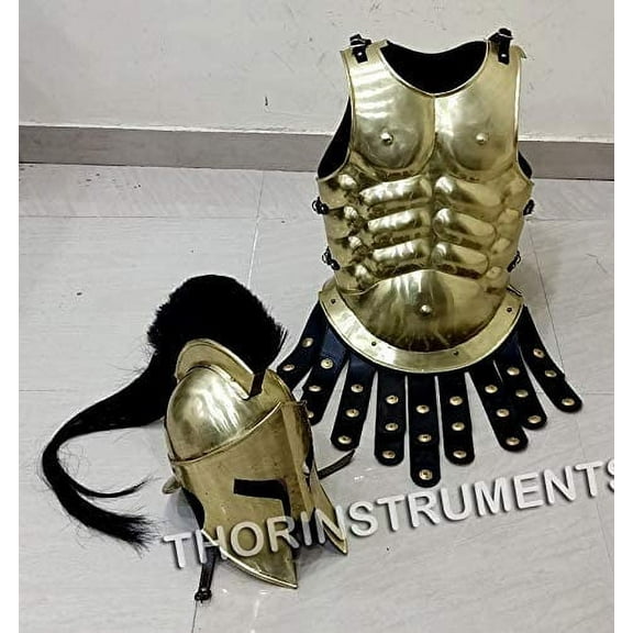 300 Spartan Helmet Medieval Armor Muscle Jacket Larp Costume