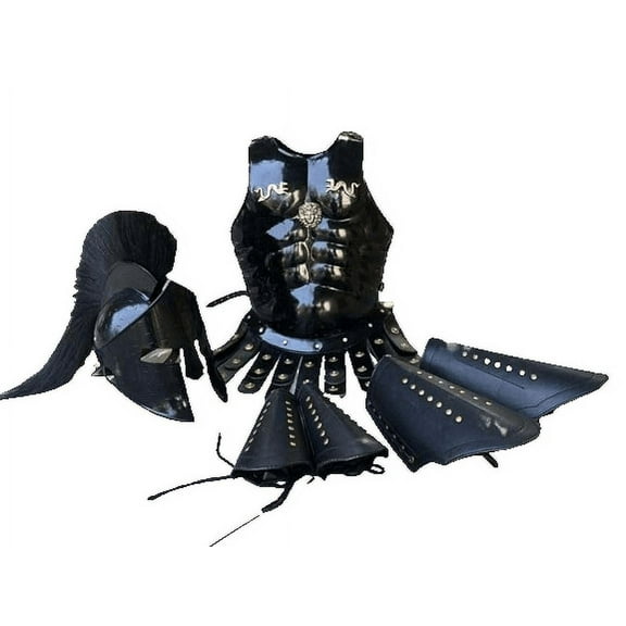 300 Spartan Muscle Armor with Helmet Maximus Leather Leg or Arm Guard Custom Size