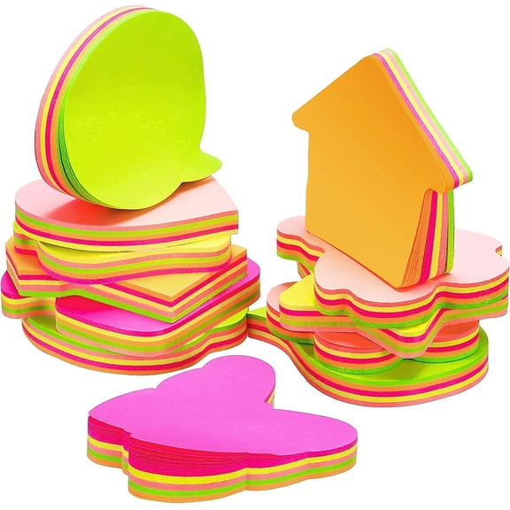 300 Sticky Notes, Shaped Multicolor Self-adhesive Removable Sticky Note | Colorful In Shapes