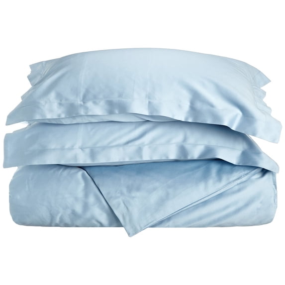 300 TC, 100% Combed Cotton, Duvet Cover Set, Twin, Solid, Light Blue