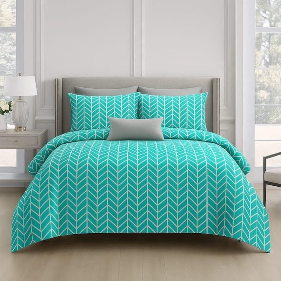 300 TC Premium Glace Cotton Solid Zig Zag Pastel Shades Bedsheet for Double Bed with 2 Pillow Covers for Home (Blue)