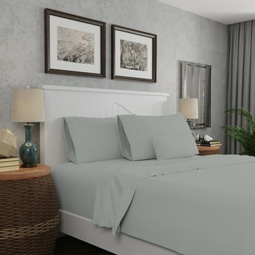 300 TC Sateen 4-Pcs Sheet Set made from Cotton Rayon, Full, Light Gray by Purity Home