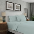 thumbnail image 1 of Purity Home 4-Piece Queen Sheet Set 300TC Sateen, Cotton Rayon Blend, Deep Pockets, Ultra-Soft, Eco-Friendly & Durable Light Blue, 1 of 8