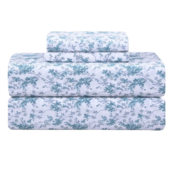 300 THREAD COUNT 4 PIECE 100% COTTON PERCALE BED SHEETS SET