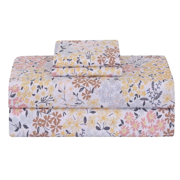 Feather and Stitch New York 4-Piece 300 Thread Count Victorian Floral 100% Cotton Percale Sheet Set, King