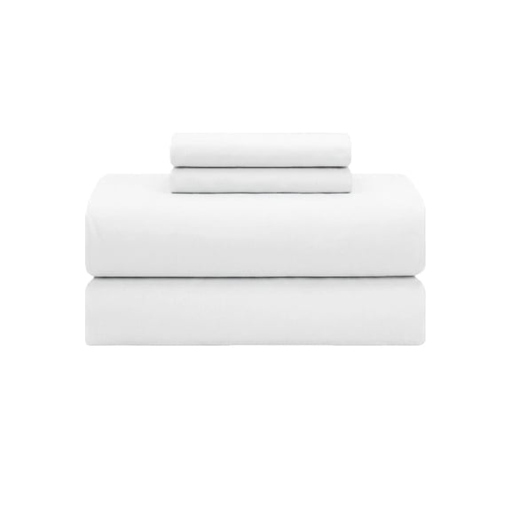 Feather and Stitch New York 4-Piece 300 Thread Count White 100% Cotton Sateen Sheet Set, Queen