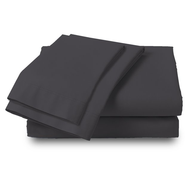 300 Thread Count 100 Cotton Wrinkle Resistant Sateen Solid Sheet Sets Twin Dark Gray
