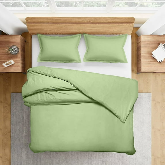 300 Thread-Count 100% Egyptian Cotton 3 Piece Duvet Cover and Pillow Shams, Premium Hotel Comforter Quilt Cover Sateen Weave with Zipper Closure, Corner-Ties - Twin-XL, Sage