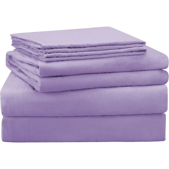 300 Thread Count 100% Egyptian Cotton 3-Piece Fitted Sheet ( 1 Fitted Sheet + 2 Pillow Covers) 27 Inches Deep Pocket Size California-King Color Lavender Solid