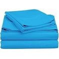 thumbnail image 1 of 300 Thread Count 100% Egyptian Cotton 3-Piece Fitted Sheet ( 1 Fitted Sheet + 2 Pillow Covers) 27 Inches Deep Pocket Size Olympic-Queen Color Turquise Blue Solid, 1 of 5
