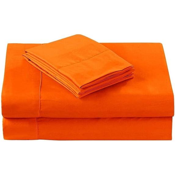 300 Thread Count 100% Egyptian Cotton 3-Piece Fitted Sheet ( 1 Fitted Sheet + 2 Pillow Covers) 15 Inches Deep Pocket Size King Color Orange Solid
