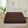 thumbnail image 1 of 300 Thread Count 100% Egyptian Cotton 3-Piece Fitted Sheet ( 1 Fitted Sheet + 2 Pillow Covers) 27 Inches Deep Pocket Size Queen Color Chocolate Stripe, 1 of 6