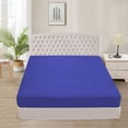 thumbnail image 1 of 300 Thread Count 100% Egyptian Cotton 3-Piece Fitted Sheet ( 1 Fitted Sheet + 2 Pillow Covers) 30 Inches Deep Pocket Size California-King Color Royal Blue Stripe, 1 of 6