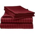 thumbnail image 1 of 300 Thread Count 100% Egyptian Cotton 4-Piece Bed Sheet Set (1 Flat, 1 Fitted Sheet, 2 Pillow Covers) 15 Inches Deep Pocket Size California-King Color Burgundy Stripe, 1 of 5