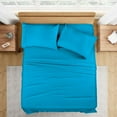 thumbnail image 1 of 300 Thread Count 100% Egyptian Cotton 4-Piece Bed Sheet Set (1 Flat, 1 Fitted Sheet, 2 Pillow Covers) 18 Inches Deep Pocket Size Queen Color Turquise Blue Solid, 1 of 6
