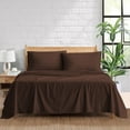 thumbnail image 1 of 300 Thread Count 100% Egyptian Cotton 4-Piece Bed Sheet Set (1 Flat, 1 Fitted Sheet, 2 Pillow Covers) 21 Inches Deep Pocket Size Twin Color Chocolate Stripe, 1 of 5