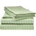 thumbnail image 1 of 300 Thread Count 100% Egyptian Cotton 4-Piece Bed Sheet Set (1 Flat, 1 Fitted Sheet, 2 Pillow Covers) 30 Inches Deep Pocket Size California-King Color Sage Stripe, 1 of 5