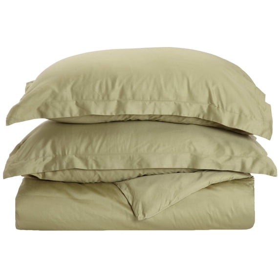 300-Thread Count 100% Egyptian Cotton Lightweight Solid Duvet Cover Set Sage / King/Cal King