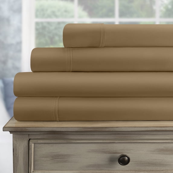 300-Thread Count 100% Egyptian Cotton Lightweight Solid Sheet Set with Deep Pockets Red / Twin XL