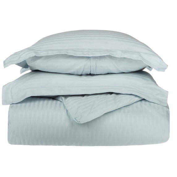 300-Thread Count 100% Egyptian Cotton Lightweight Stripes Duvet Cover Set Light Blue / King/Cal King