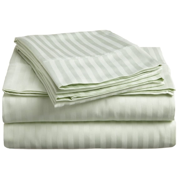 300-Thread Count 100% Egyptian Cotton Lightweight Stripes Sheet Set with Deep Pockets Sage / Twin XL