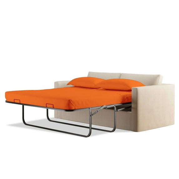 300 Thread Count 100% Egyptian Cotton Sleeper Sofa Bed Sheet Set Solid King Size (76"x 80"x 5" ) with 4 -PCS Fitted Straps Color Orange