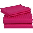 thumbnail image 1 of 300 Thread Count 100% Egyptian Cotton Sleeper Sofa Bed Sheet Set Stripe King Size (76"x 80"x 5" ) with 4 -PCS Fitted Straps Color Hot Pink, 1 of 6