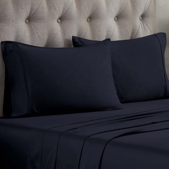 300 Thread Count 100% Egyptian Cotton Solid Pillowcases, 2-Piece Pillowcase Set by Blue Nile Mills- King, Navy Blue