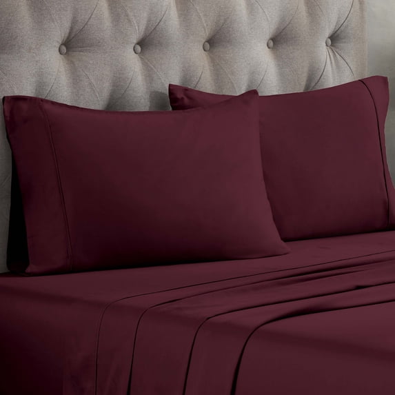 300 Thread Count 100% Egyptian Cotton Solid Pillowcases, 2-Piece Pillowcase Set by Blue Nile Mills- King, Plum
