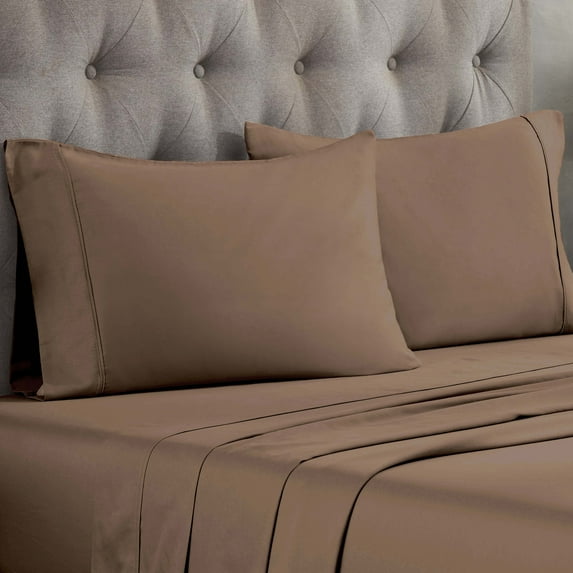 300 Thread Count 100% Egyptian Cotton Solid Pillowcases, 2-Piece Pillowcase Set by Blue Nile Mills- Standard, Taupe