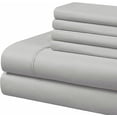 thumbnail image 1 of 300 Thread Count 6 Piece Luxury Bed Sheet Set, 1 Flat, 1 Fitted and 4 Pilowcases, 22" Deep Pocket, 100% Egyptian Cotton, Luxury Feel Bed Sheet Set - Light Grey Solid, Twin XXL Size., 1 of 5